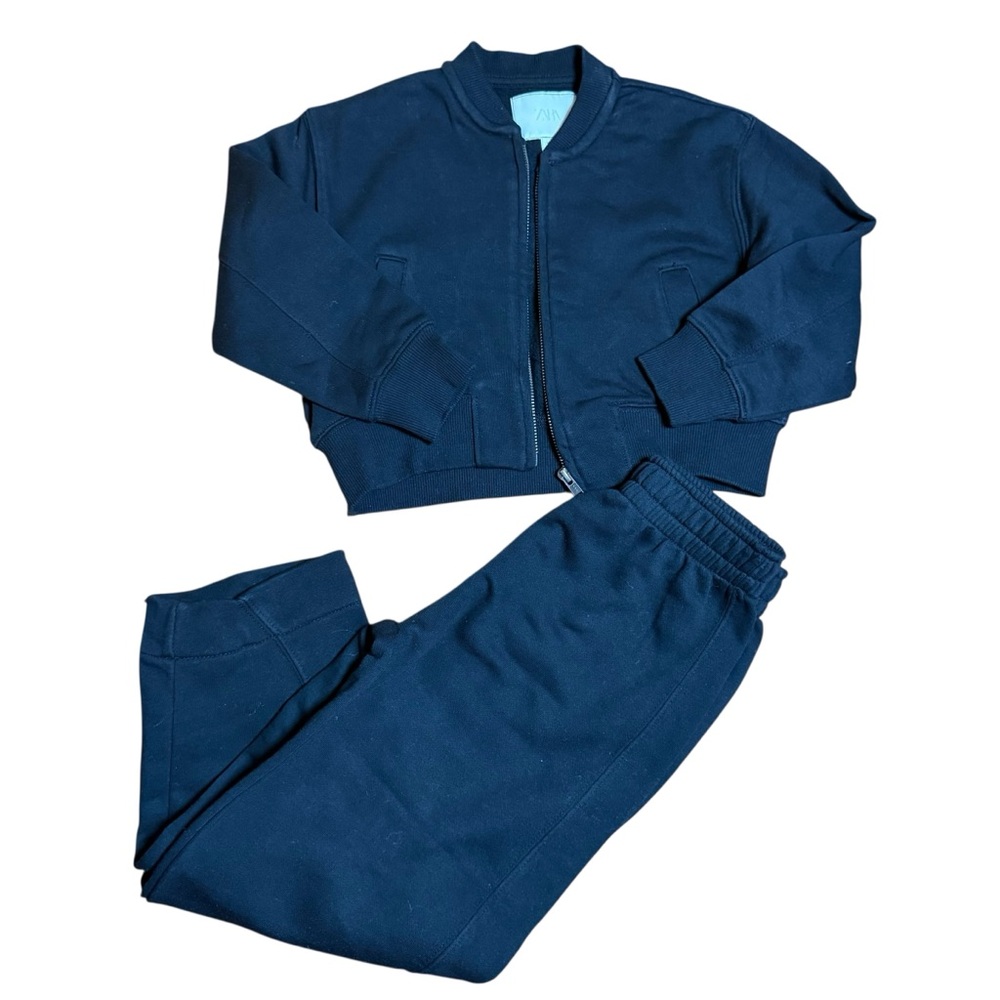 ZARA Kids Black Zip Jacket Jogger Sweatpants Set 6-7Y